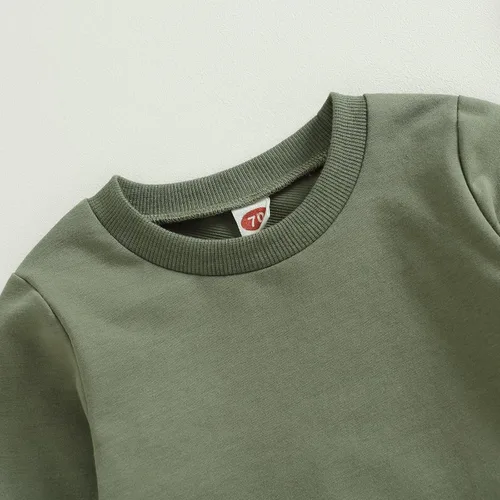 Vista 5 de BOIBOKOKO Conjunto de ropa linda para bebé niño para otoño e invierno con bloques de color a cuadros y manga larga