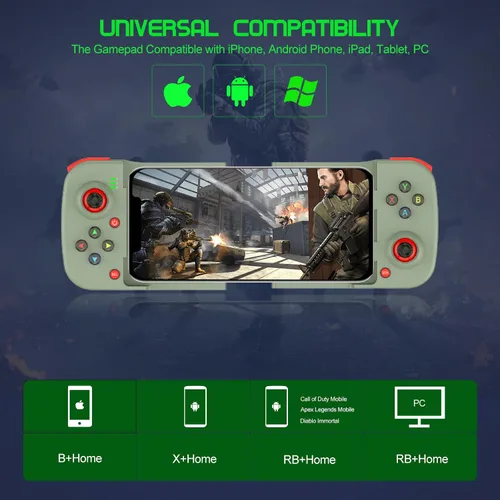 Vista 2 de Megadream Controlador de videojuegos móvil para iPhone iOS Android PC funciona con iPhone 14131211X, iPad, Samsung Galaxy, TCL, tablet, Call of