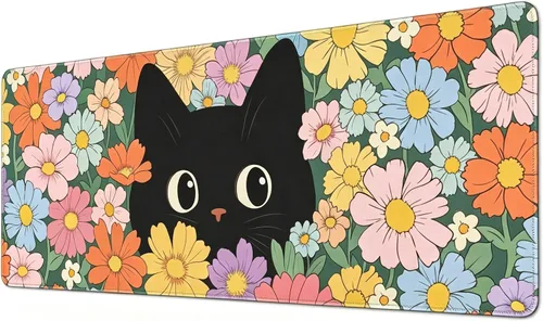 Vista 10 de Divertida alfombrilla de mouse de gato para juegos, alfombrilla de mouse grande para escritorio, alfombrilla de mouse extendida con base de goma