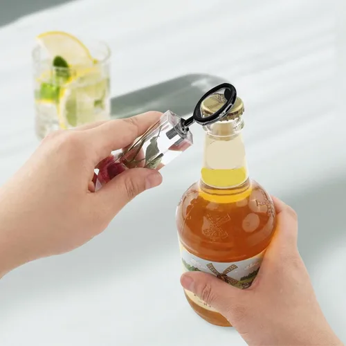 Vista 2 de Kit de abridor de botellas de metal, 10 piezas de insertos de acero inoxidable, accesorios para abridor de cerveza DIY, insertos negros planos