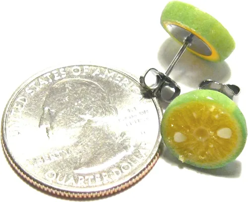 Vista 2 de Pendientes Calamansi Lime Stud - Tiny Food Jewelry