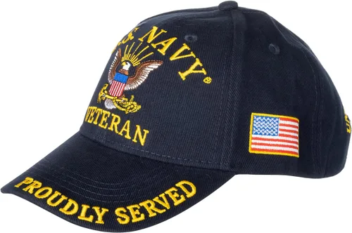 Vista 2 de Veterano de la Marina de los Estados Unidos Orgullosamente servido Blue Hat Cap USN