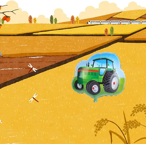 Vista 4 de Globo de tractor Jumbo con forma de tractor de aluminio Mylar globos para fiesta temática de granja, suministros de decoración de cumpleaños, 25.5 x