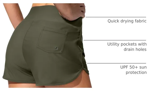 Vista 4 de Traje de baño para mujer con bolsillos, cintura alta, control de abdomen, traje de baño con forro