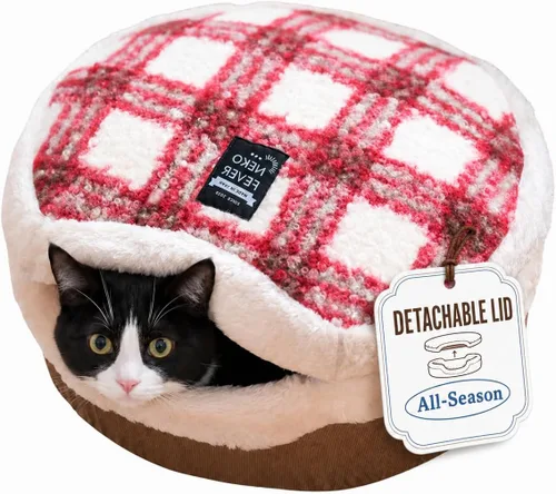 Vista 8 de Cueva de cama para gatos - Escondite cerrado con tapa desmontable
