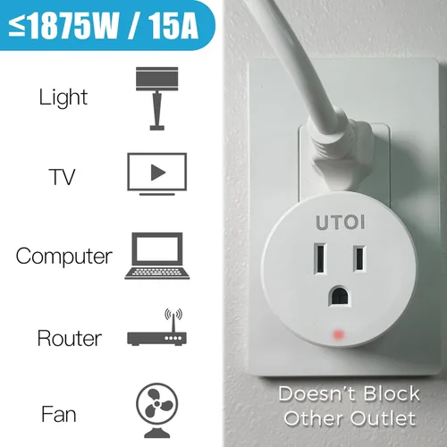 Vista 3 de Toma de control remoto inalámbrico, 15 A para luces y trituradores de basura Plug & Play sin cableado. Luces de control remoto de pared o de mano