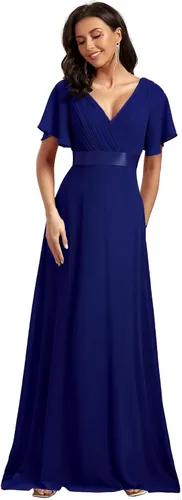 Vista 31 de Ever-Pretty Vestidos formales de mujer para madre de la novia, de manga corta, de chifón, con cintura imperio, de largo hasta el suelo, para dama