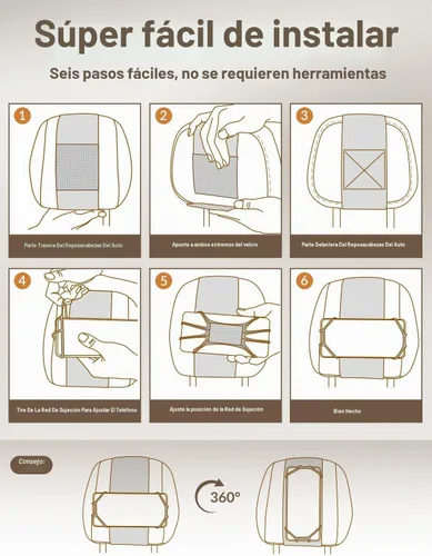 Vista 8 de Soporte de silicona para teléfono de automóvil, soporte ajustable para reposacabezas de teléfono compatible con iPhone 17, 16, 15, 14 Pro Max