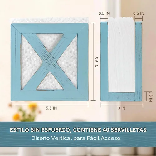 Vista 2 de MAONAME Servilletero de madera de granja para mesas, dispensador de servilletas cuadrado, bandeja de madera rústica para toallas de invitados
