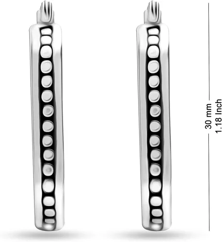 Vista 6 de LeCalla Juego de 2 pares de aretes de aro antiguos de plata esterlina para mujer., Plata de ley