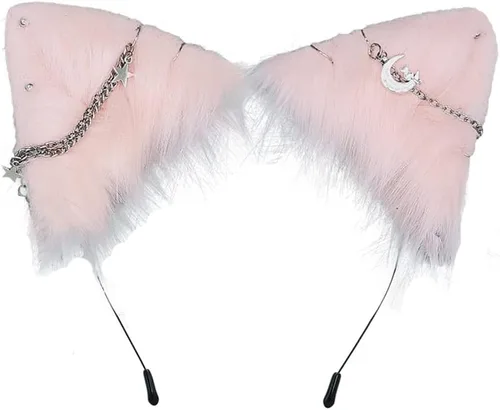Vista 14 de VIGVAN Accesorios de orejas de gato para cosplay, punk, gótico, cruz, orejas de gato, pinzas para la cabeza