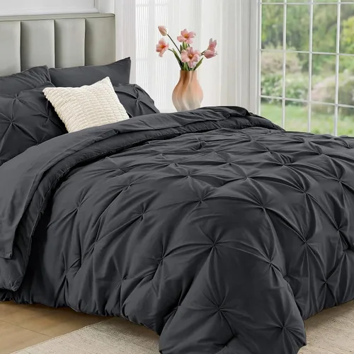 Vista 34 de JOLLYVOGUE Juego de edredón tamaño individual de 5 piezas – Juego de ropa de cama tamaño individual en una bolsa para todas las estaciones