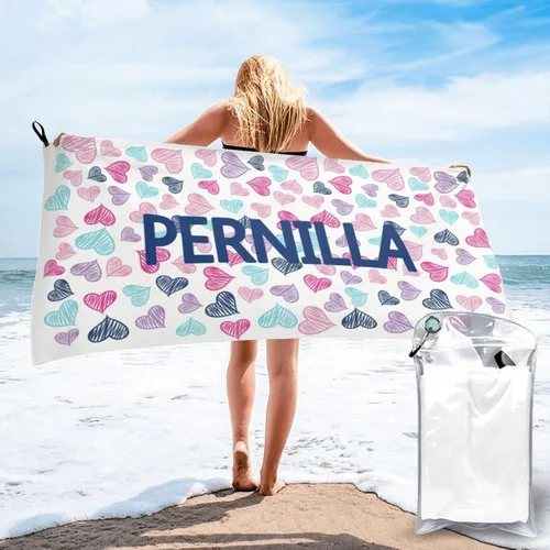 Vista 9 de Toallas de playa personalizadas para adultos, toallas de playa personalizadas con nombres para viajes, toallas de playa de microfibra, regalos