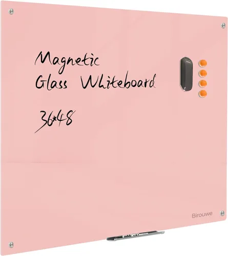 Vista 13 de Pizarra de Vidrio Negro Magnética de Borrado en Seco - Pizarra Negra de 48 x 36 Pulgadas Montada en Pared de Vidrio, Pizarra de Vidrio Negro Grande