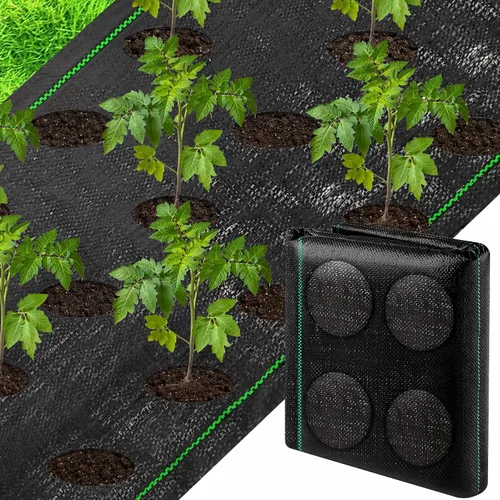 Vista 10 de CODREE 2 barreras resistentes de malezas para jardín, tela de paisaje de 13 x 4 pies con agujeros de plantación, tapete de jardinería para control