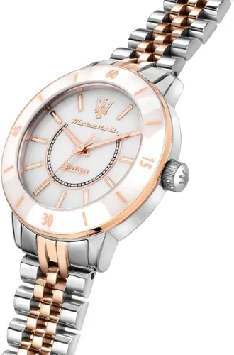Vista 5 de Maserati Reloj Successo Solar Lady, hora y datos, reloj de cuarzo -R8853145504, Oro Rosa, Moderno