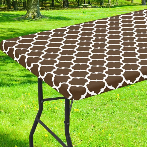 Vista 35 de Smiry Mantel cuadrado para mesa de pícnic, manteles de camping impermeables elásticos ajustables, protector de mantel de vinilo con respaldo de Gris
