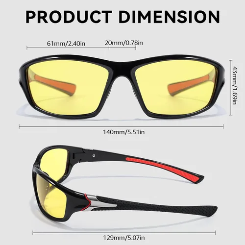 Vista 6 de SIPHEW Lentes de conducción nocturna, lentes deportivos polarizados amarillos de visión nocturna para hombres y mujeres, reducen el deslumbramiento