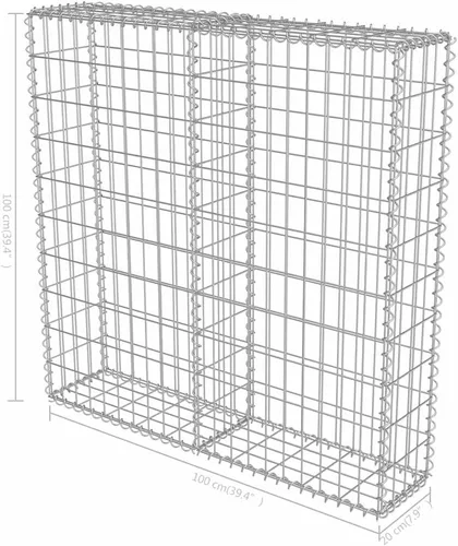 Vista 3 de vidaXL Gabion Wall con Cubiertas Acero Galvanizado 39.4"x7.87"x39.4
