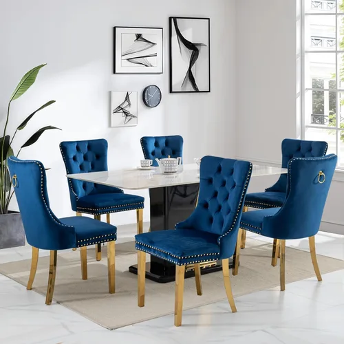 Vista 50 de Juego de 2 sillas de comedor tapizadas de tela de lino, sillas de cocina modernas de mediados de siglo con respaldo alto, ribete de cabeza de clavo