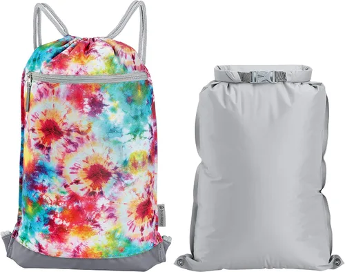Vista 11 de Skog Å Kust GymSak - Bolsa de cincha con cordón 2 en 1 con bolsa seca impermeable extraíble