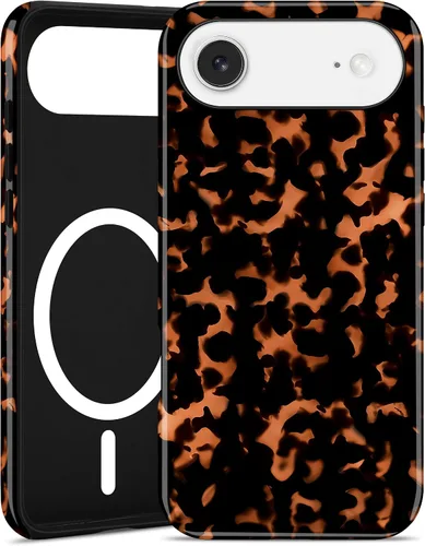 Vista 63 de Jusy Compatible con MagSafe Brown Tortoise Shell Print Phone Case para iPhone 7/8/SE, funda protectora magnética de lujo de TPU suave