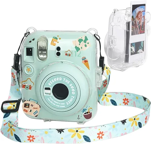 Vista 7 de Funda transparente Mini 12 con bolsillo para película para cámara instantánea Fujifilm Instax Mini 12, vitrina con correa de hombro ajustable Funda