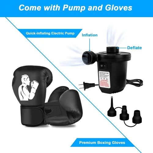 Vista 7 de Freestanding Punching Bags for Adults Teens - 70" Heavy Bag with Stand Men Standing Boxing Inflatable Kickboxing Training MMA Muay Thai Fitness