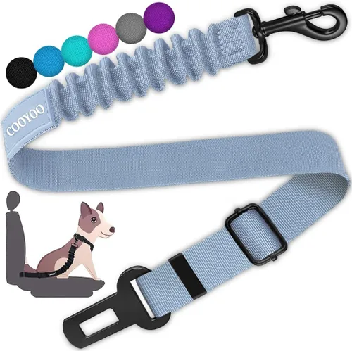 Vista 19 de COOYOO cinturón de seguridad retráctil y ajustable para perro, juego de 3 piezas, cinturón de nailon para vehículo, para que tu mascota esté segura