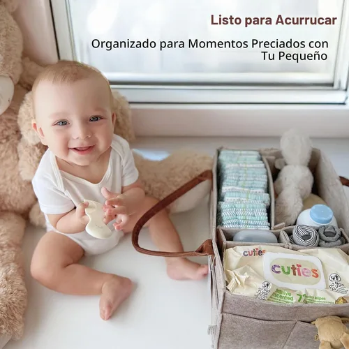 Vista 7 de Lily Miles Organizador de pañales para bebé, cesta de almacenamiento para recién nacidos, regalo neutro para baby shower, imprescindible