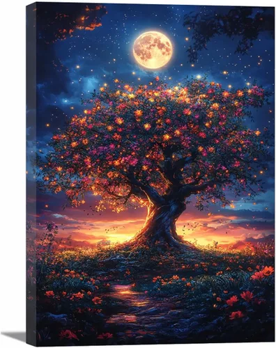 Vista 28 de VOCBAN Tree of Life Canvas Wall Art Painting Poster Nature Print Canvas Wall Art Print Artwork Living Room Bedroom Office Hallway Picture(black