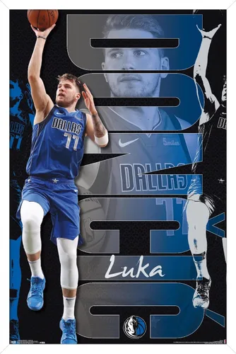 Vista 14 de Trends International NBA Dallas Mavericks - Póster de pared de Luka Doncic 19, 14.725 x 22.375 pulgadas, versión enmarcada de madera de granero