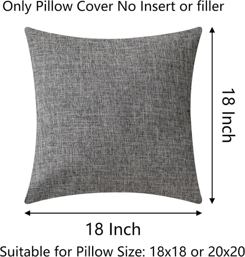 Vista 3 de Fundas de almohada decorativas Demetex grises 18x18, fundas de almohada cuadradas de lino para sofá, fundas de almohada estilo granja para cama
