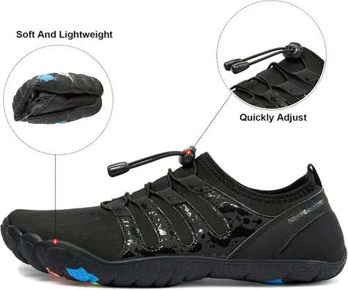 Vista 5 de Josaywin Zapatos de agua para hombre descalzos de secado rápido, calcetines acuáticos para natación, buceo, surf, piscina, deportes acuáticos
