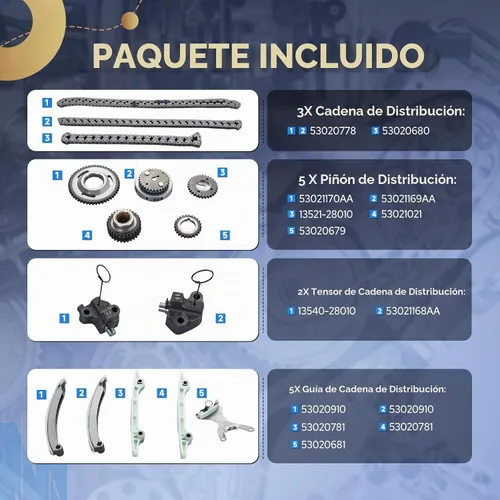 Vista 2 de Kit de cadena de distribución ENA Compatible con Dodge Jeep Dakota Durango Grand Cherokee Ram 1500 4.7L V8 1999 2001 2002 2003 2004 Reemplazo