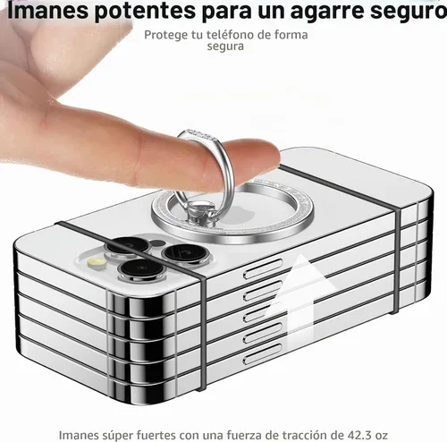 Vista 4 de Allengel Agarre magnético para teléfono MagSafe, soporte de anillo magnético compatible con anillo de teléfono MagSafe, soporte de dedo giratorio