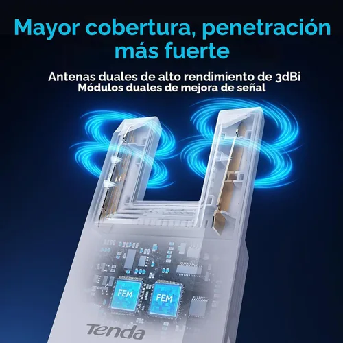 Vista 6 de Tenda Extensor de alcance WiFi AC1200 - Extensor WiFi con puerto Gigabit Ethernet, amplificador de señal doméstica de 1.2 Gbps, doble banda, hasta