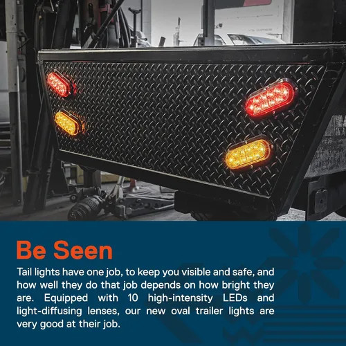 Vista 4 de TRUE MODS - Luz trasera LED ovalada ámbar de 6 pulgadas [DOT FMVSS 108] [SAE I6P] [montaje en superficie] [IP67 resistente al agua]