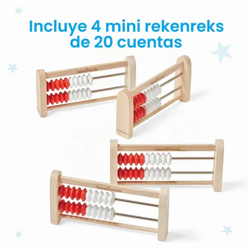 Vista 2 de hand2mind Mini Rekenrek de madera de 20 cuentas, estante de números para niños, ábaco para matemáticas, cuentas de conteo, manipuladores