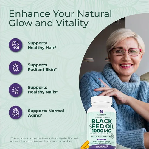 Vista 4 de PurePremium Aceite de semilla negra de 500 mg – Semillas orgánicas de Nigella Sativa – Extracto de aceite de semilla de comino negro prensado