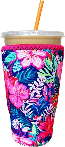 Vista 30 de Funda Koverz para café helado, funda aislante de neopreno para taza, se ajusta a una taza de café de 32 Oz., lavable y reutilizable, accesorios
