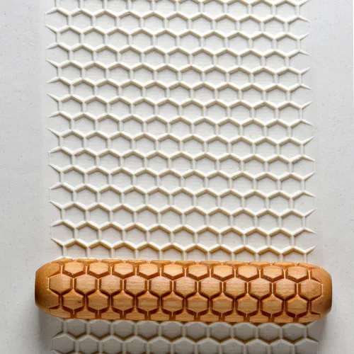 Vista 37 de MKM Pottery Tools Rodillos de mano grandes de madera para arcilla (BHR-01 Diagonal Basketweave)