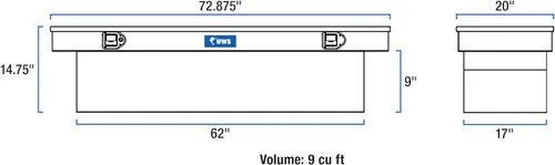 Vista 2 de UWS TBS-72-MB Caja de herramientas de aluminio negro mate para camiones de 72 pulgadas