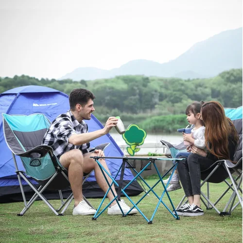 Vista 2 de SUNNYFEEL Silla de campamento acolchada XL de gran tamaño, sillas de campamento plegables resistentes con portavasos y bolsa de transporte, sillas