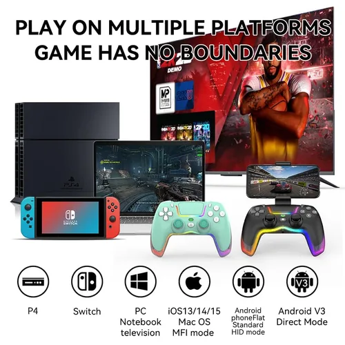 Vista 3 de RALAN PINK Wireless Controller Compatible with Playstation 4ProSlimfor PS4 Dualshock 4 Gamepad with Adjustable LED Lighting, 3.5mm Audio Jack and