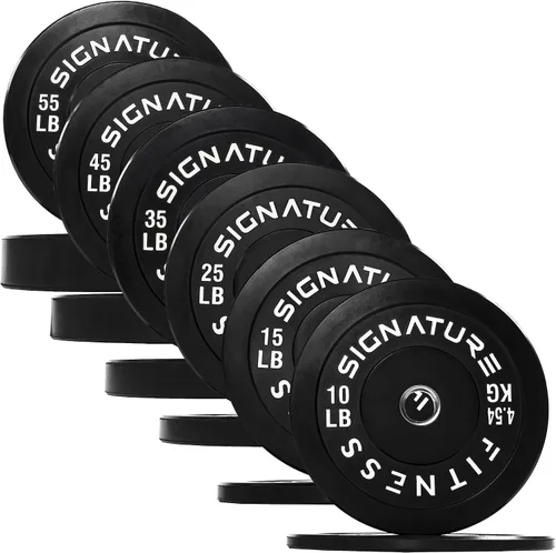 Vista 16 de Juego de placas olímpicas de amortiguación Fitvids, placas de peso de 2" para entrenamiento de fuerza y levantamiento de pesas, París o juego