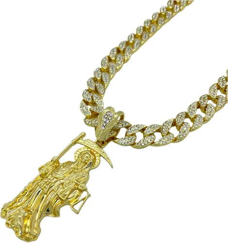 Vista 9 de Shiny Jewelers USA CAJA DE COLGANTE CUBANA CUBANA CUBANA PARA HOMBRE SANTA MUERTE NUESTRA SEÑORA DE LA SANTA MUERTE