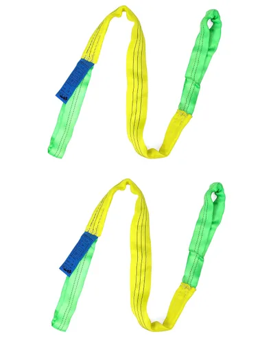 Vista 7 de QWORK Paquete de 2 Eslingas de Elevación de 2" x 5' Correas de Eslingas de Tela de Poliéster, Eslinga de Elevación Plana de Ojo Resistente, Eslingas
