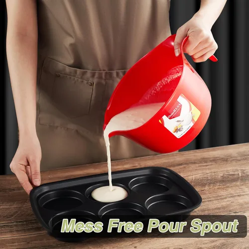 Vista 2 de 9 piezas tazones grandes para mezclar con asas, 3.6 qt - Tazones de plástico anidables para cocina, tazones ligeros para masa, fáciles de limpiar