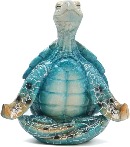 Vista 4 de VVGIFTS Estatua de Tortuga Marina para Meditación y Yoga, Figura de Jardín Meditación Adornos Costeros de Playa, Estatua de Resina Zen Yoga